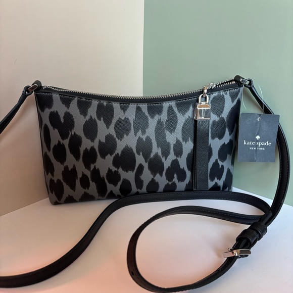 KATE SPADE Leopard Print Crossbody Bag in Black and Grey NWT - Picture 2 of 5